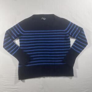 Vince Women's Blue Square Neckline Long Sleeve 100% Cashmere Sweater Size L Flaw